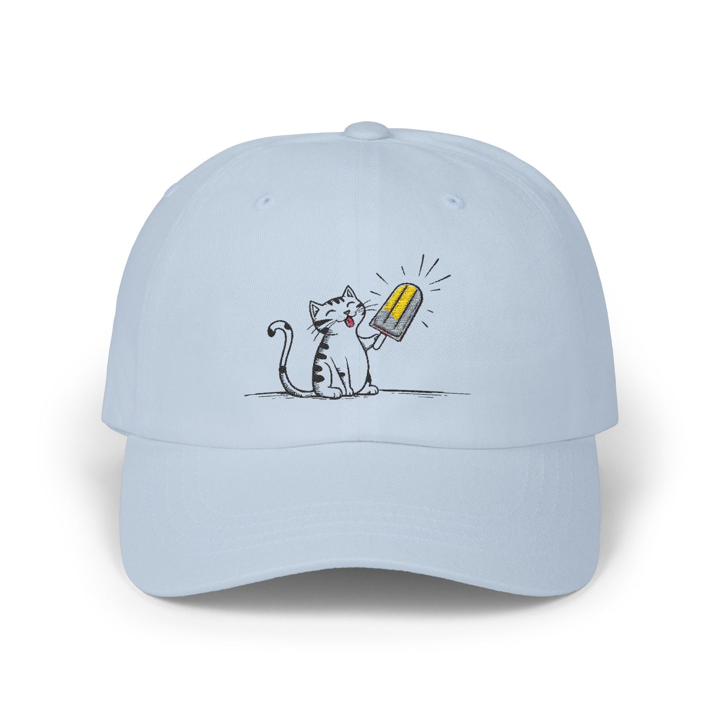 BASK EMBROIDERED DAD CAP | POPSICLE CAT | LIGHT BLUE
