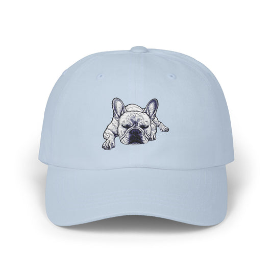 BASK EMBROIDERED HAT | SLEEPING ANIMALS | FRENCHIE | LIGHT BLUE