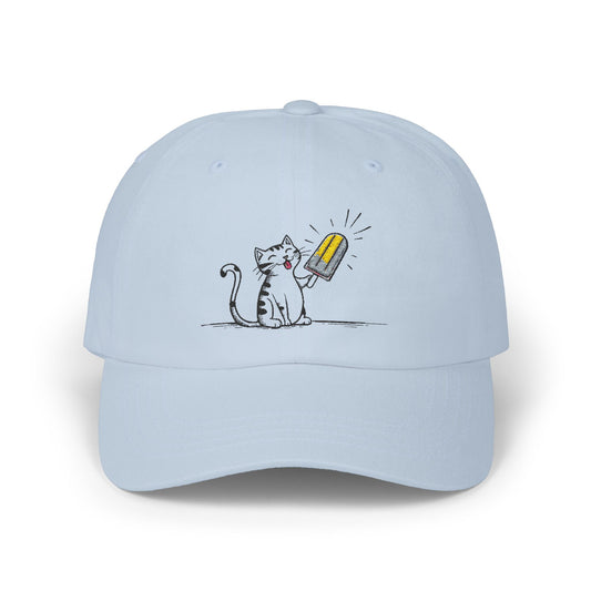 BASK EMBROIDERED DAD CAP | POPSICLE CAT | LIGHT BLUE